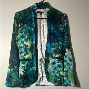 NEW Campbell Brand Silk Floral Print Blazer Jacket USA